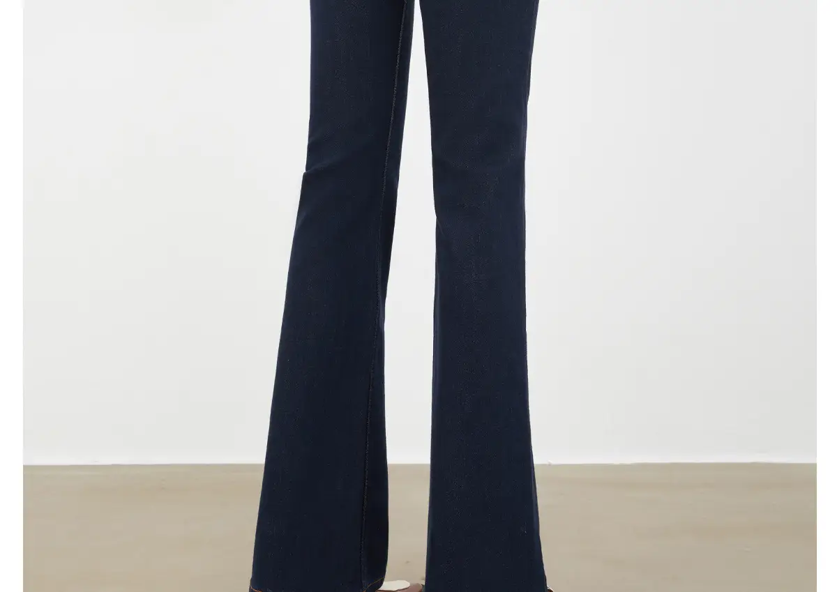 Dark Blue Flared Denim Pants for Women — feature 19