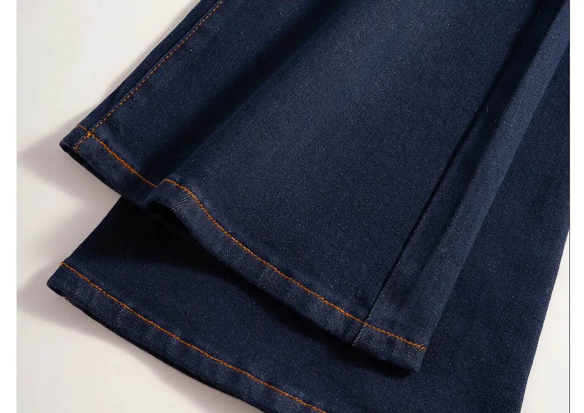 Dark Blue Flared Denim Pants for Women — feature 21