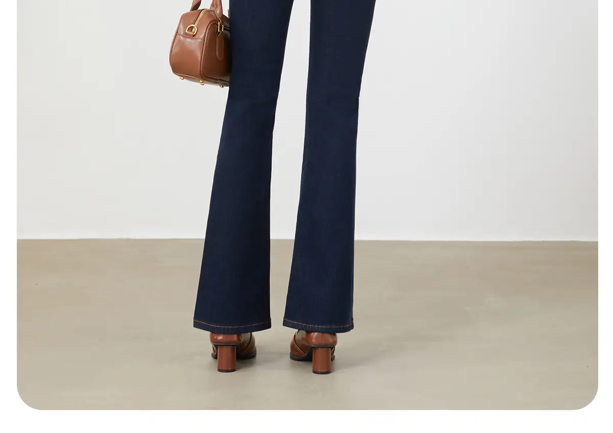 Dark Blue Flared Denim Pants for Women — feature 24