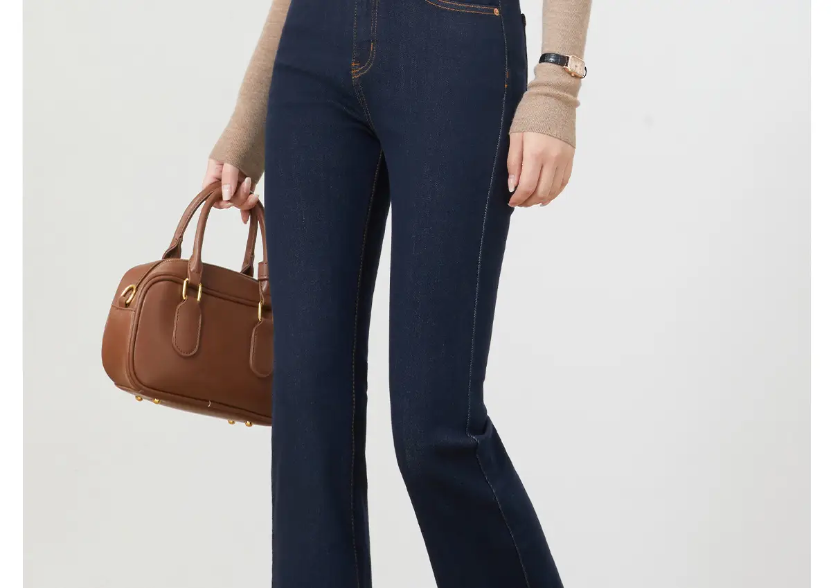 Dark Blue Flared Denim Pants for Women — feature 26