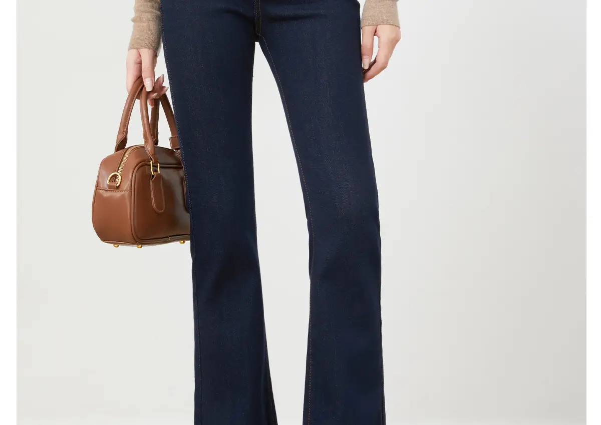Dark Blue Flared Denim Pants for Women — feature 29