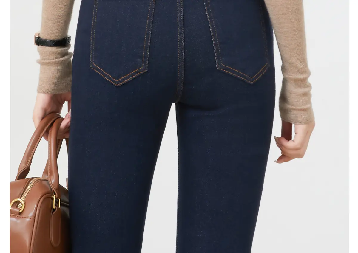 Dark Blue Flared Denim Pants for Women — feature 35