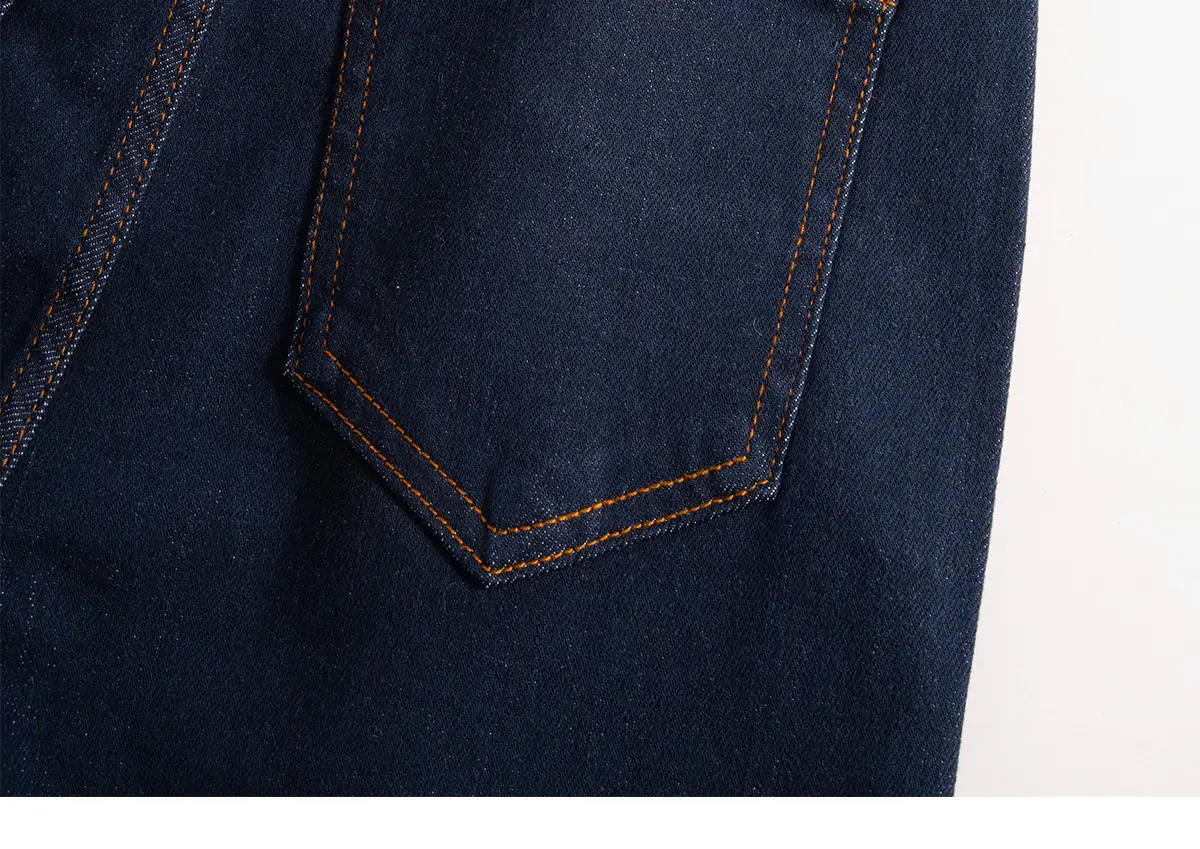 Dark Blue Flared Denim Pants for Women — feature 42