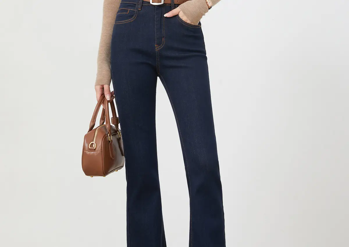 Dark Blue Flared Denim Pants for Women — feature 47