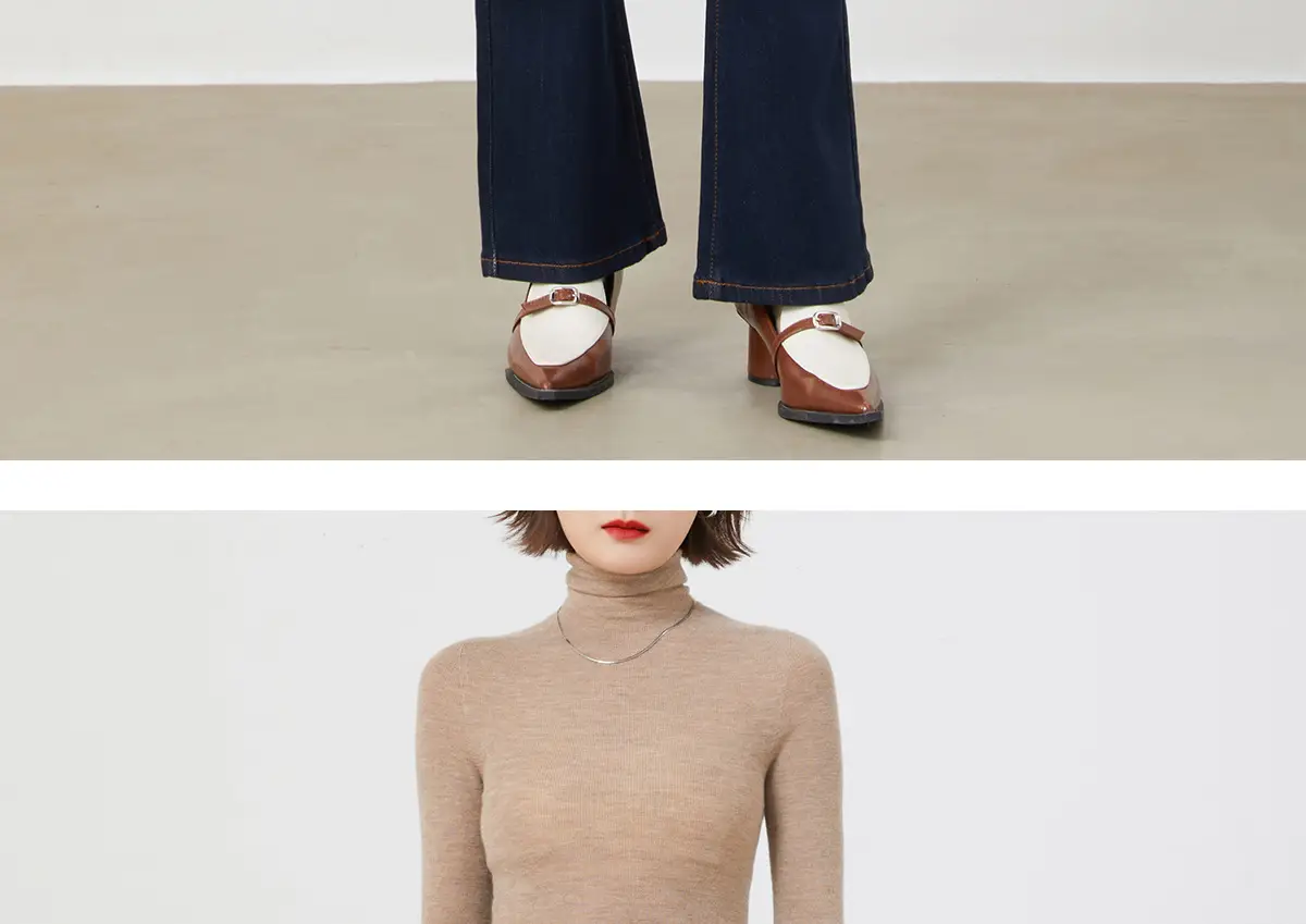Dark Blue Flared Denim Pants for Women — feature 48