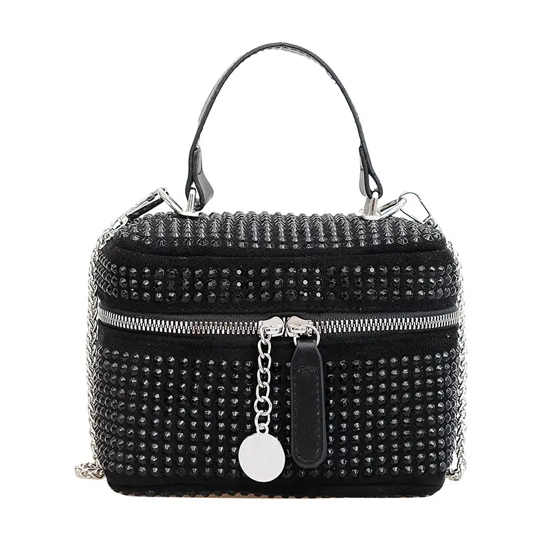 Women's Full Diamond Pearl Crossbody Bag Black 2024 - Image 7