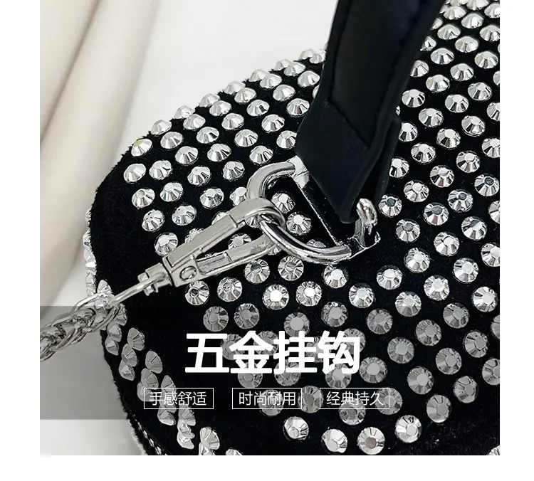 Women's Full Diamond Pearl Crossbody Bag Black 2024 — feature 11