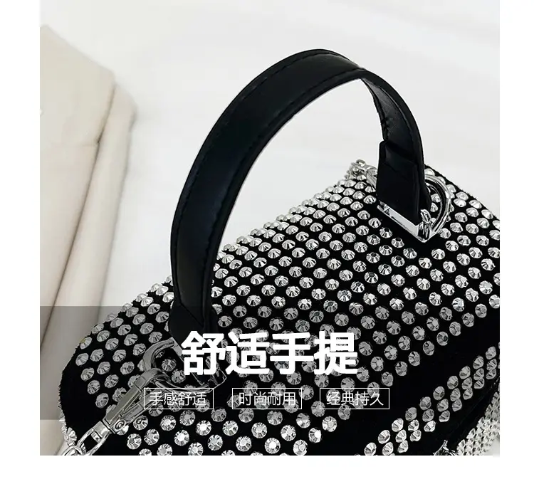 Women's Full Diamond Pearl Crossbody Bag Black 2024 — feature 12