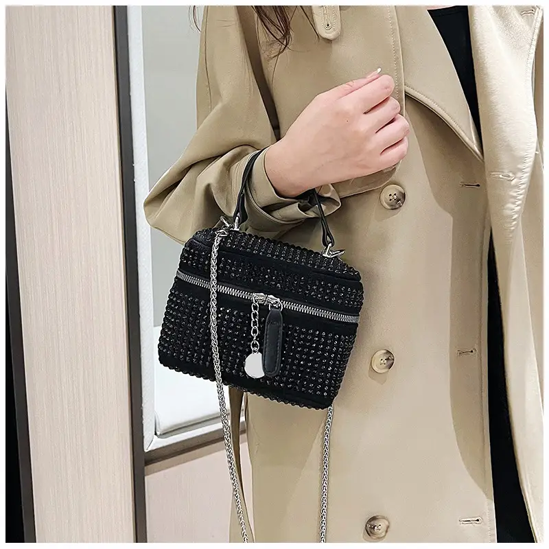 Women's Full Diamond Pearl Crossbody Bag Black 2024 — feature 20