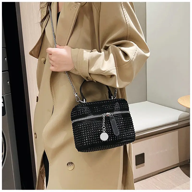 Women's Full Diamond Pearl Crossbody Bag Black 2024 — feature 24