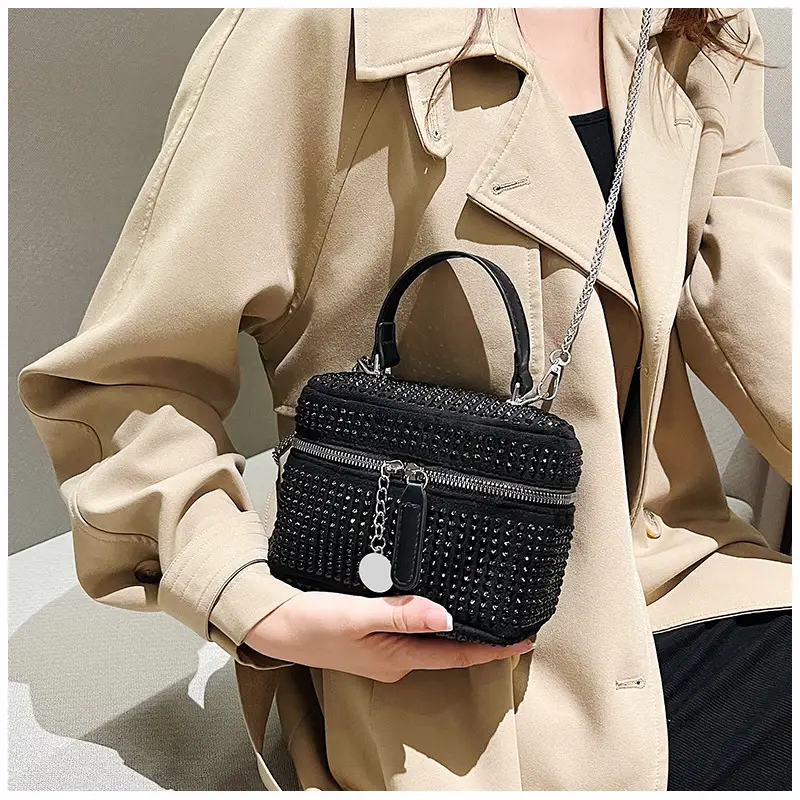 Women's Full Diamond Pearl Crossbody Bag Black 2024 — feature 25