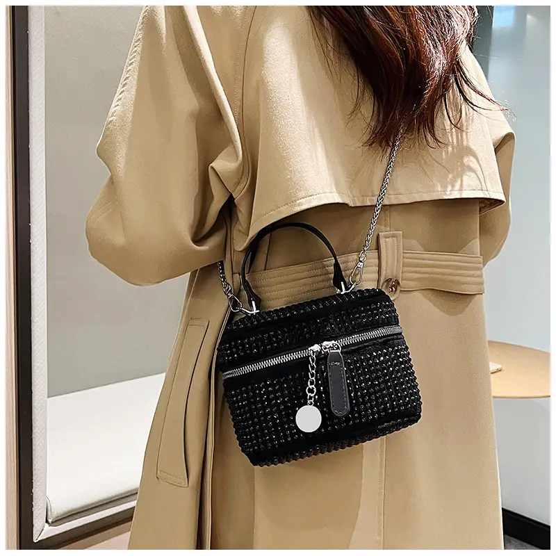 Women's Full Diamond Pearl Crossbody Bag Black 2024 — feature 27