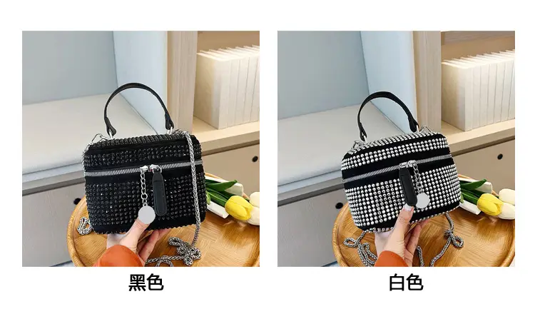 Women's Full Diamond Pearl Crossbody Bag Black 2024 — feature 5