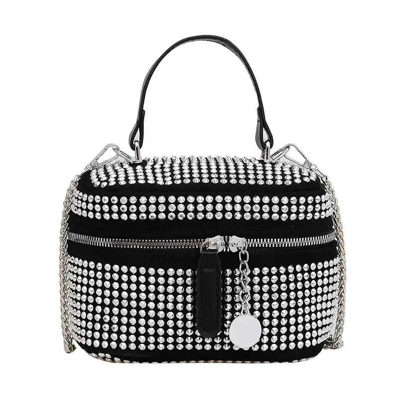 Women's Full Diamond Pearl Crossbody Bag Black 2024 - Image 2