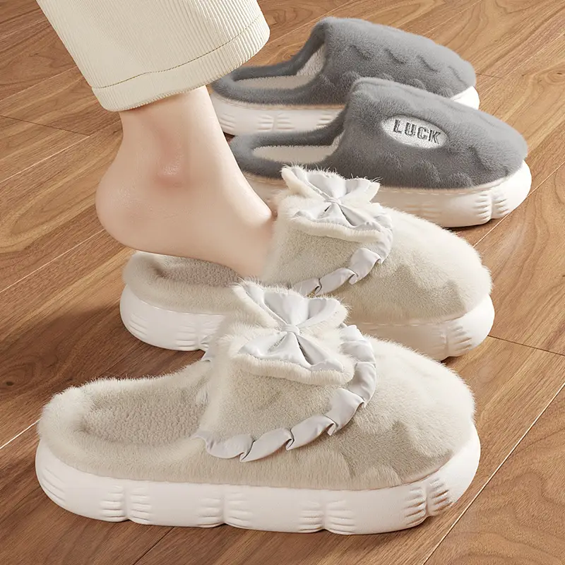 Cotton Slippers Women's Winter 2024 New Indoor Home Non-slip Soft Bottom Mute Warm Plush Slippers for Men