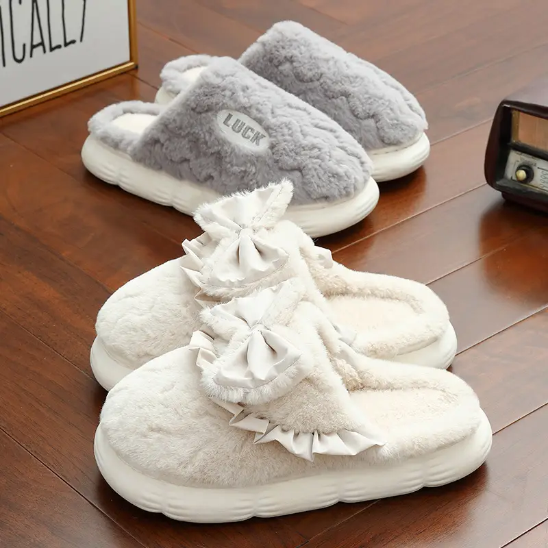 Cotton Slippers Women's Winter 2024 New Indoor Home Non-slip Soft Bottom Mute Warm Plush Slippers for Men