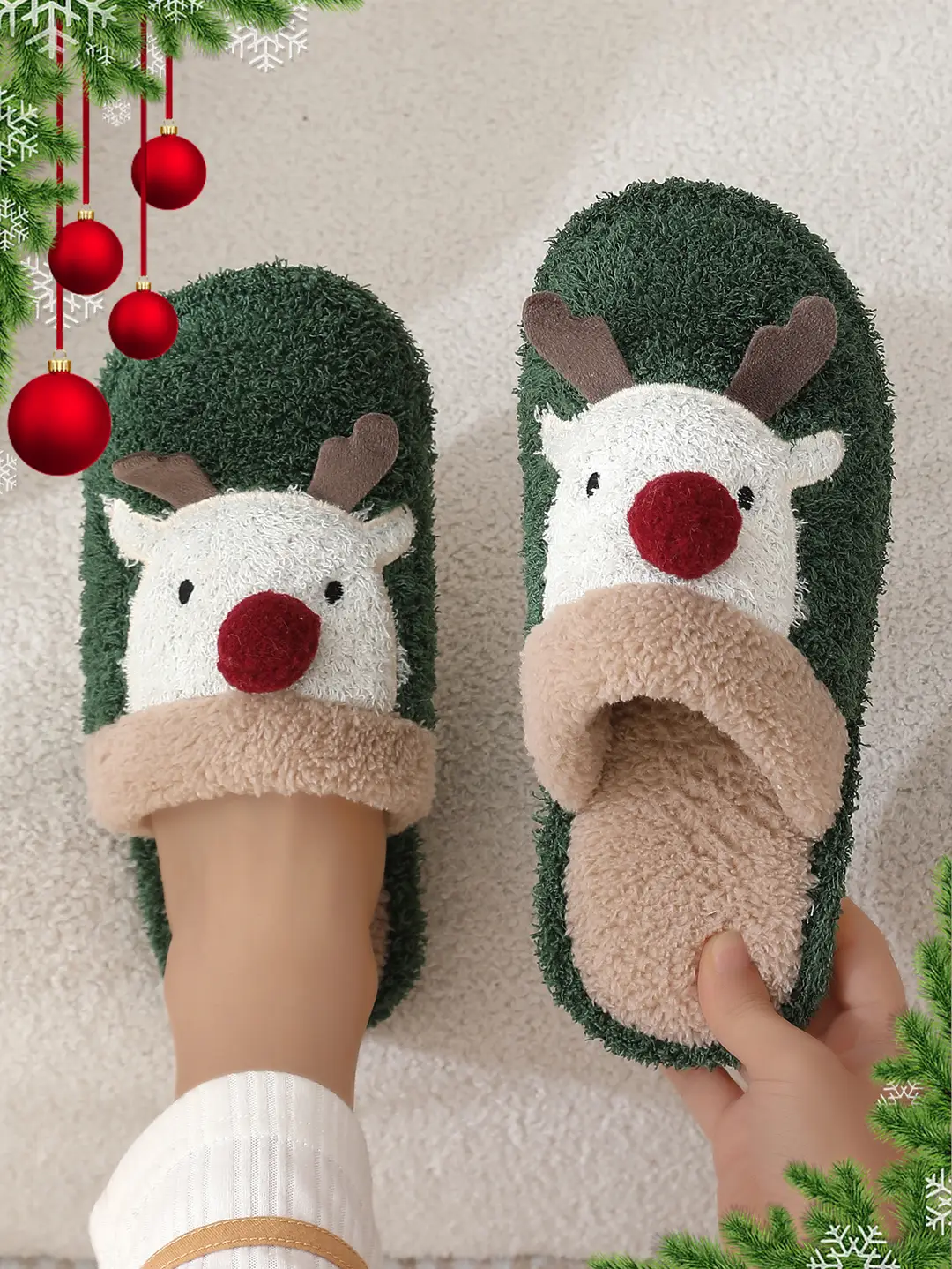 Cross-border cotton slippers cute Christmas elk cotton slippers women's winter fashion slippers home non-slip couple Mao Mao slippers — feature 10