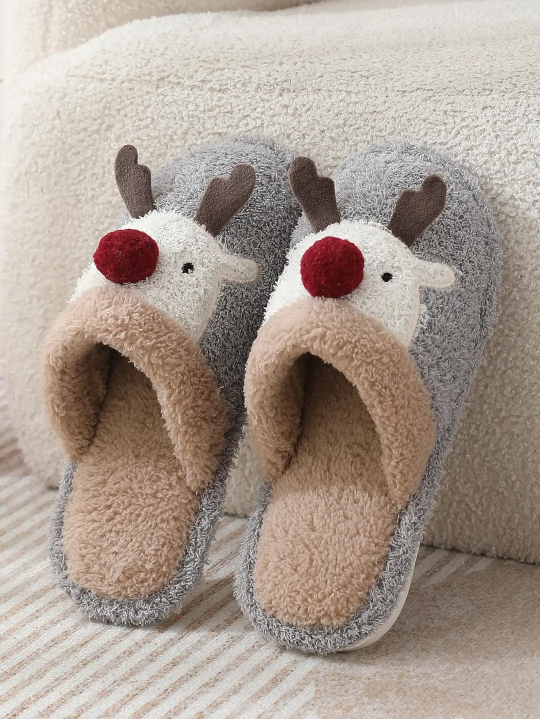 Cross-border cotton slippers cute Christmas elk cotton slippers women's winter fashion slippers home non-slip couple Mao Mao slippers — feature 5
