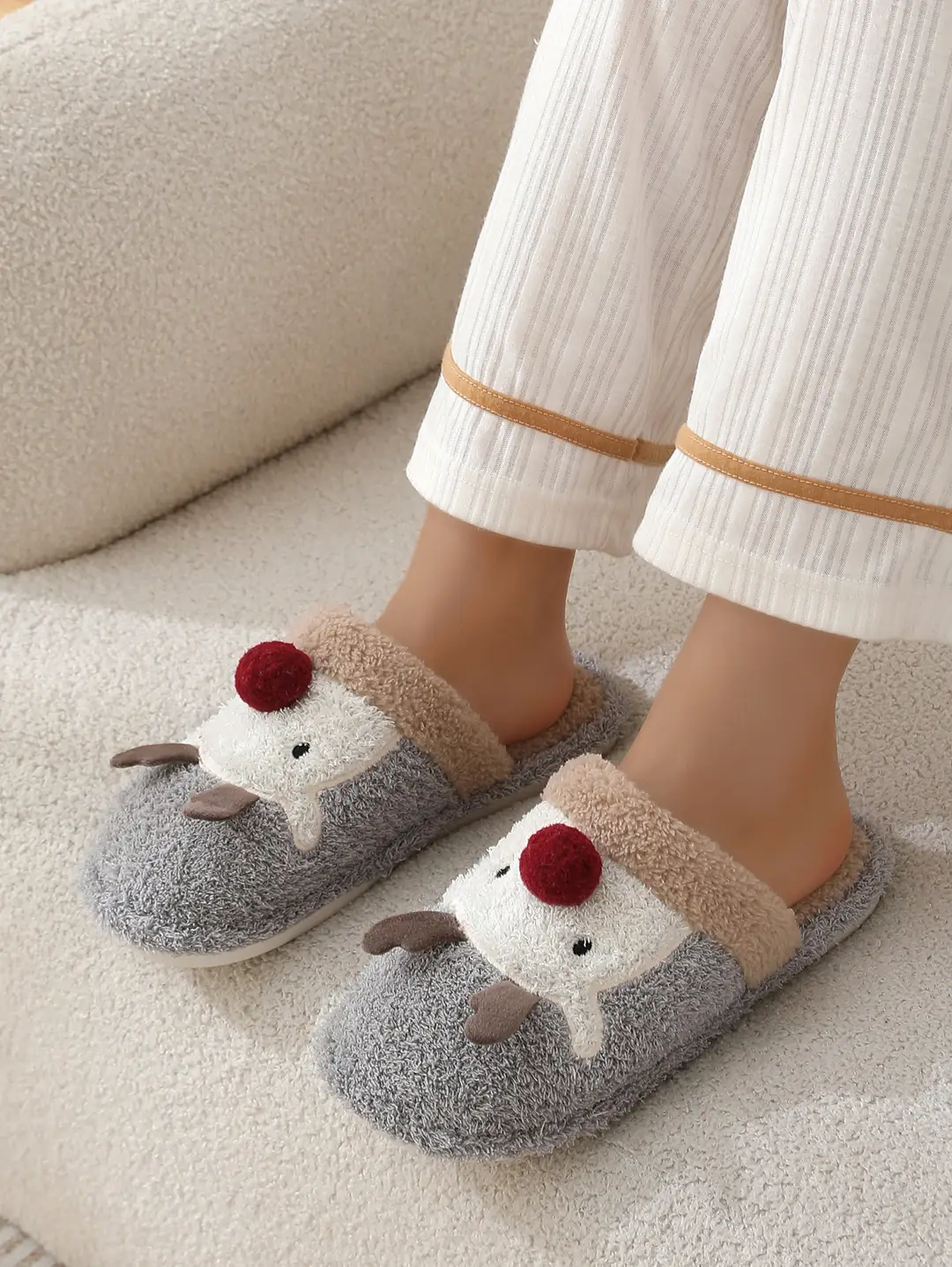Cross-border cotton slippers cute Christmas elk cotton slippers women's winter fashion slippers home non-slip couple Mao Mao slippers — feature 8
