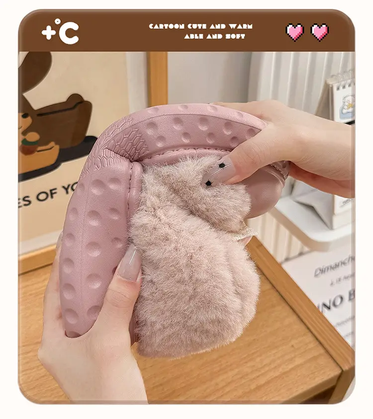 Bow cotton slippers women's winter 2024 new indoor home thick bottom warm plush cotton shoes women wear — feature 6