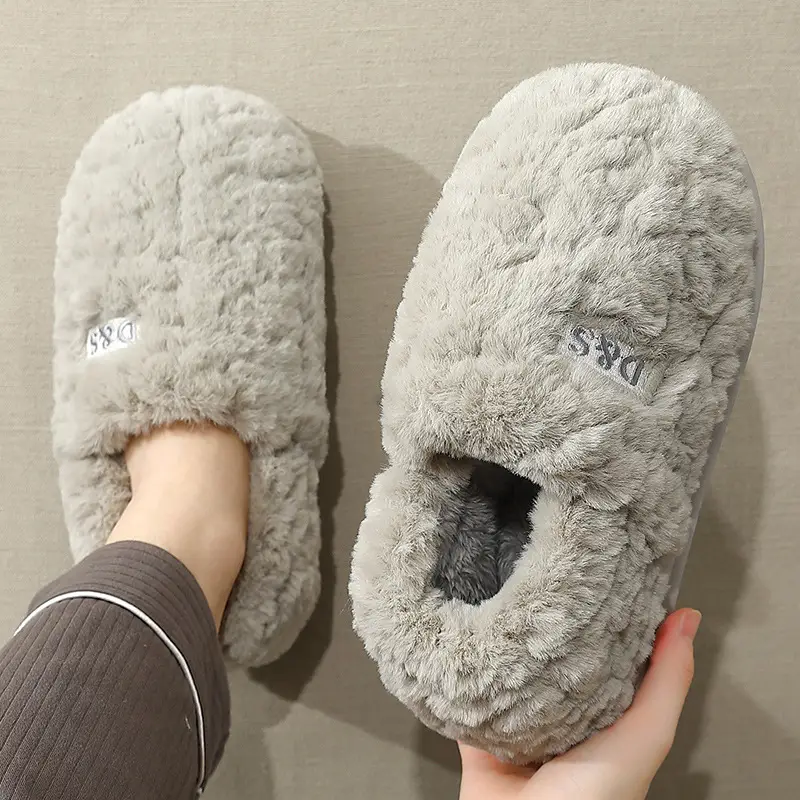 Bow cotton slippers women's winter 2024 new indoor home thick bottom warm plush cotton shoes women wear - Image 4