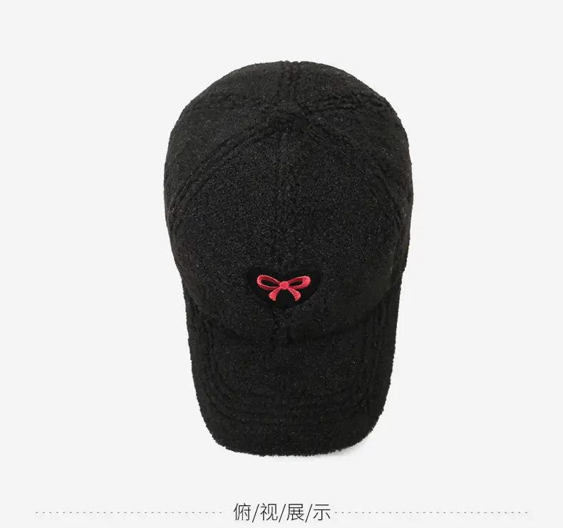 Winter Women's Lamb Wool Bow Cap Warm Outdoor — feature 12