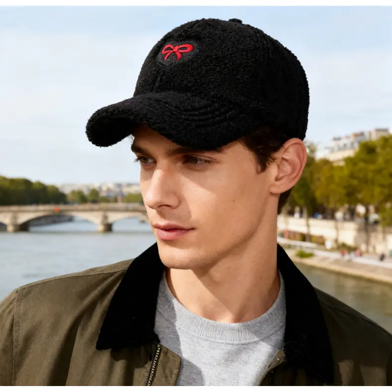 Winter Women's Lamb Wool Bow Cap Warm Outdoor — feature 14