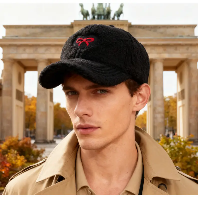 Winter Women's Lamb Wool Bow Cap Warm Outdoor — feature 15