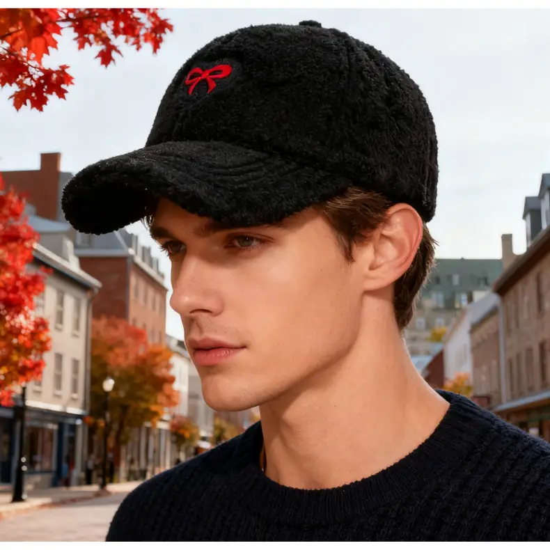 Winter Women's Lamb Wool Bow Cap Warm Outdoor — feature 16