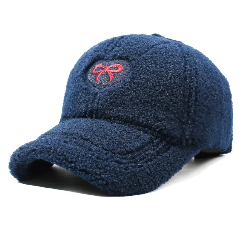 Winter Women's Lamb Wool Bow Cap Warm Outdoor - Image 2