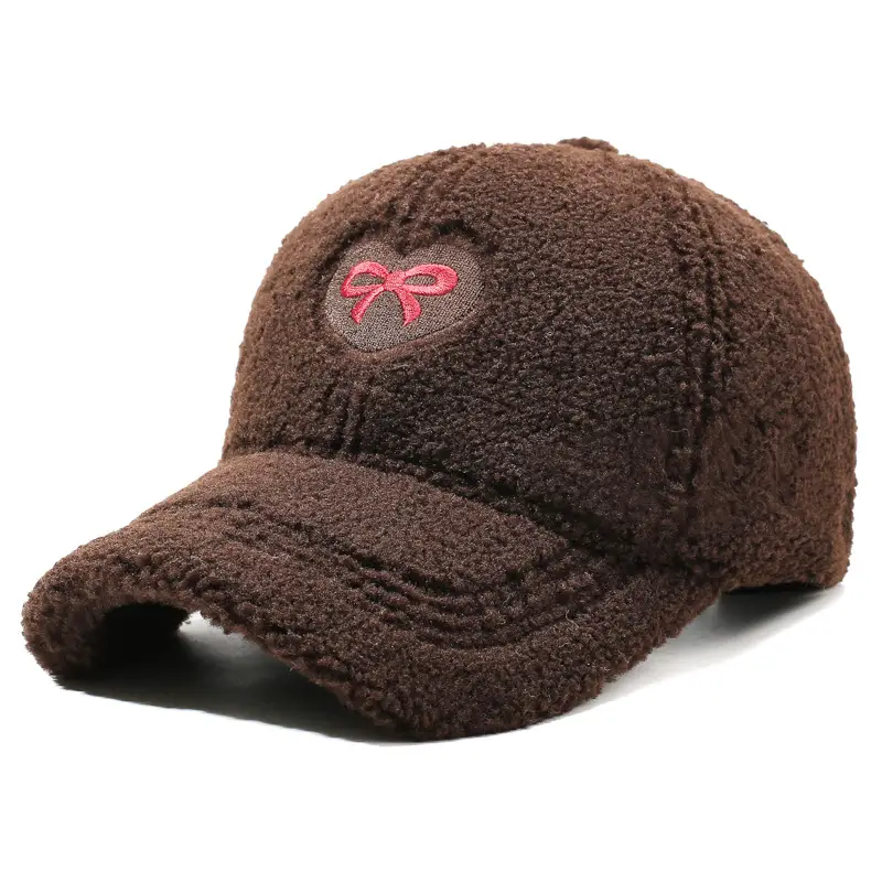 Winter Women's Lamb Wool Bow Cap Warm Outdoor - Image 3