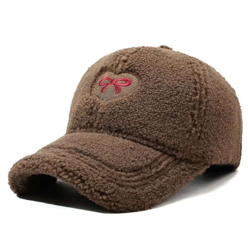 Winter Women's Lamb Wool Bow Cap Warm Outdoor - Image 4