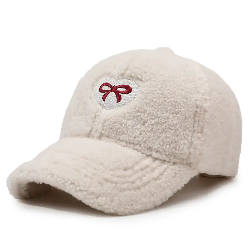 Winter Women's Lamb Wool Bow Cap Warm Outdoor - Image 7