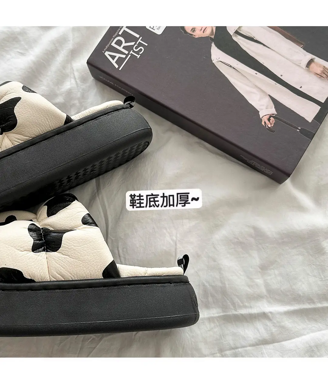 Cow Print Thick-Soled Cotton Slippers, Non-Slip, Odor-Resistant, Women's Slippers, Trendy, High-End Feel, Home Dormitory, Fleece-Lined, Thick-Soled, Warm — feature 3