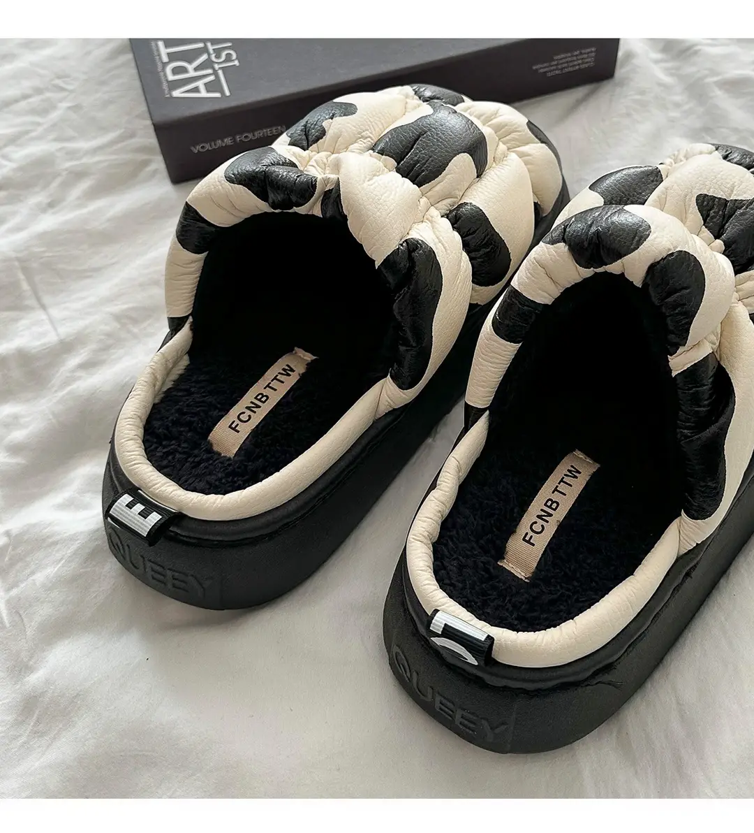 Cow Print Thick-Soled Cotton Slippers, Non-Slip, Odor-Resistant, Women's Slippers, Trendy, High-End Feel, Home Dormitory, Fleece-Lined, Thick-Soled, Warm — feature 5