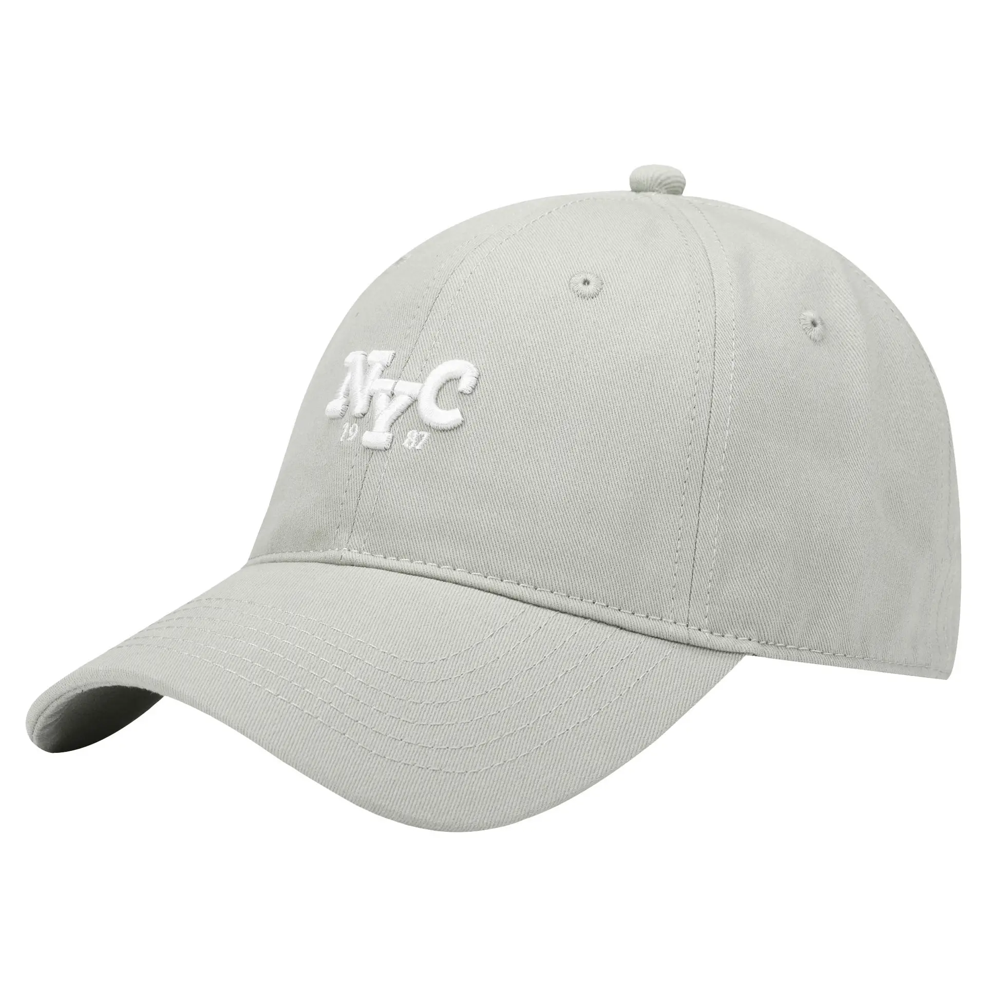 Men's Beige Korean Embroidered Cap - Image 9