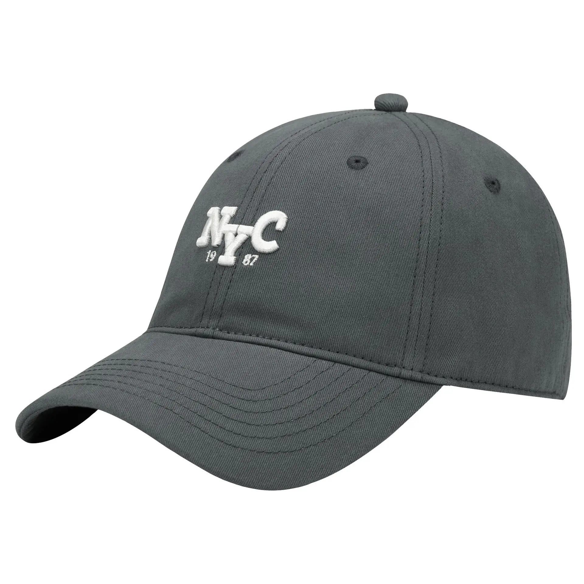 Men's Beige Korean Embroidered Cap - Image 10