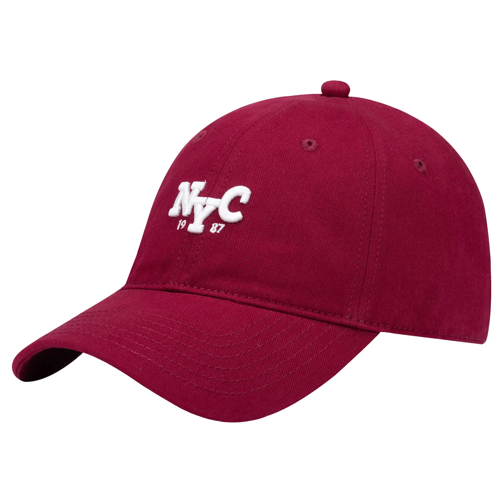 Men's Beige Korean Embroidered Cap - Image 2