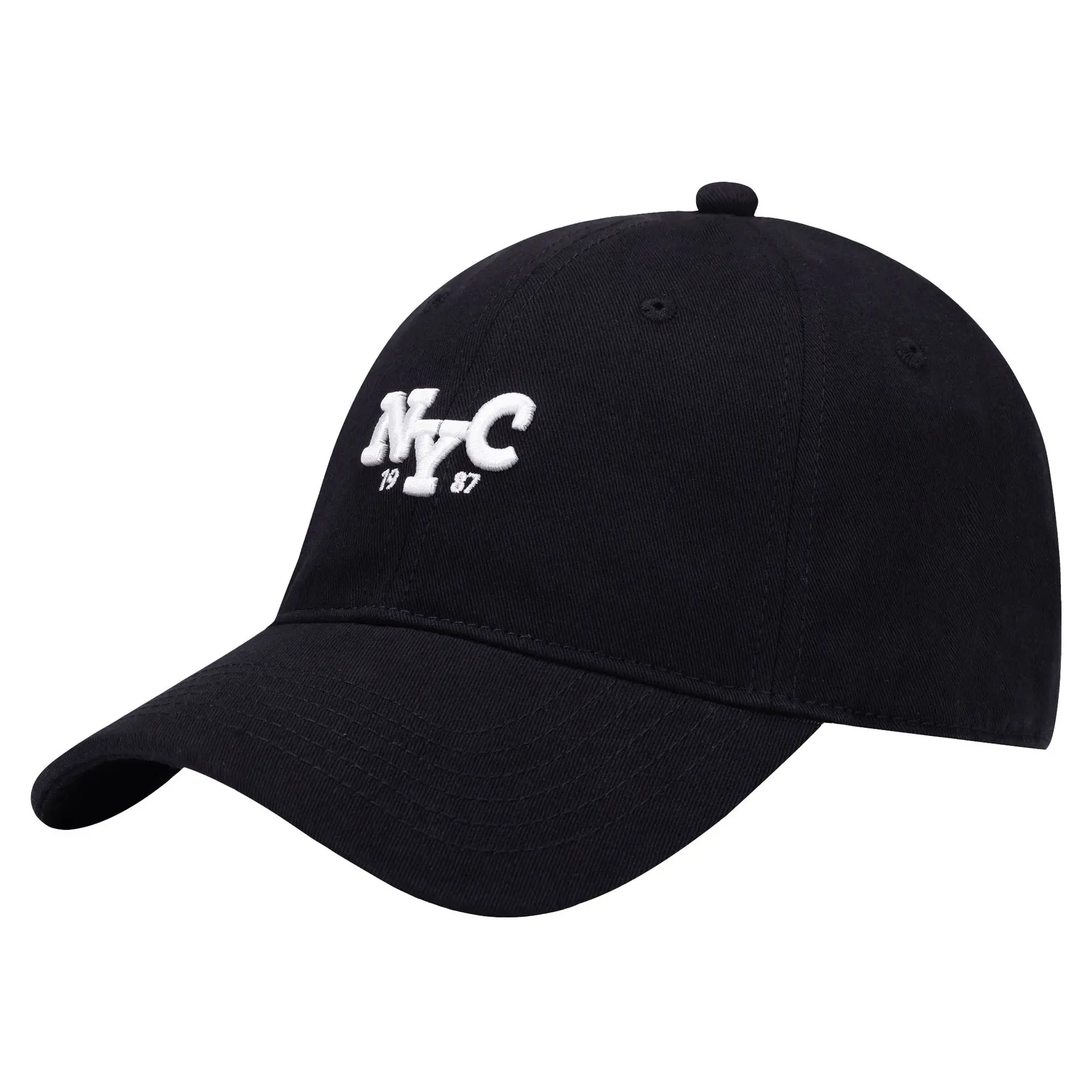 Men's Beige Korean Embroidered Cap - Image 5