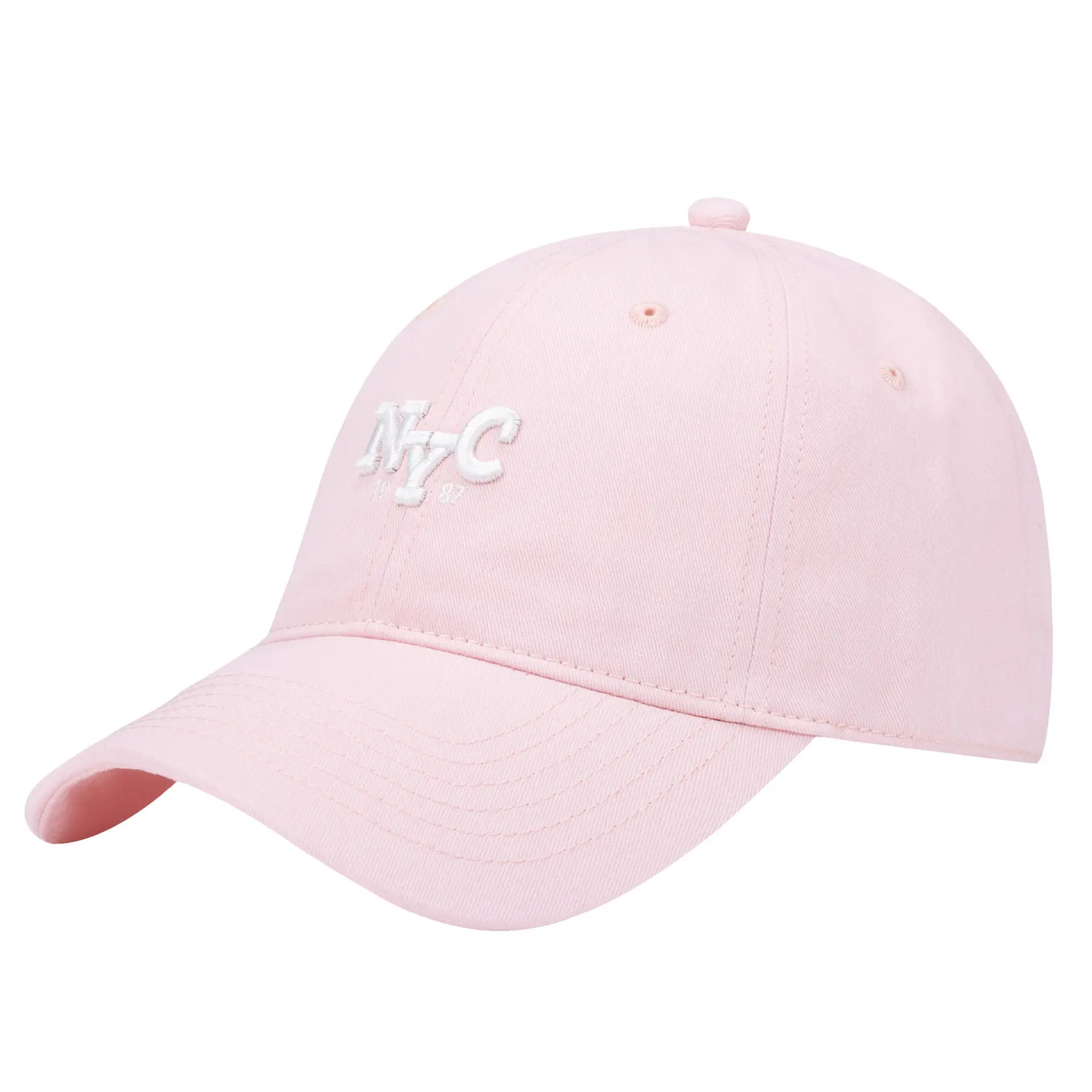 Men's Beige Korean Embroidered Cap - Image 8