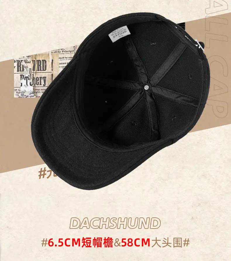 2025 Woolen Velvet Baseball Cap Black Middle-aged Elderly Men Warm Windproof Snow Short Brim Duck Cap — feature 11