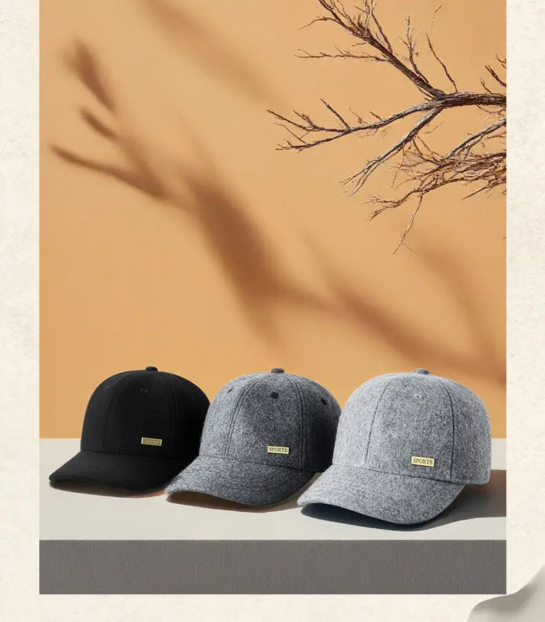 2025 Woolen Velvet Baseball Cap Black Middle-aged Elderly Men Warm Windproof Snow Short Brim Duck Cap — feature 15