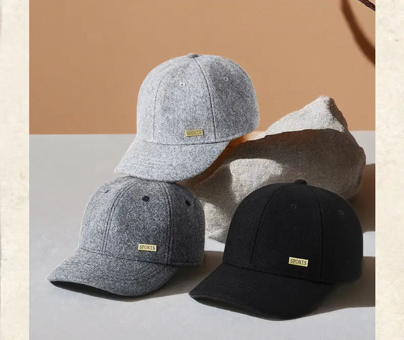 2025 Woolen Velvet Baseball Cap Black Middle-aged Elderly Men Warm Windproof Snow Short Brim Duck Cap — feature 21