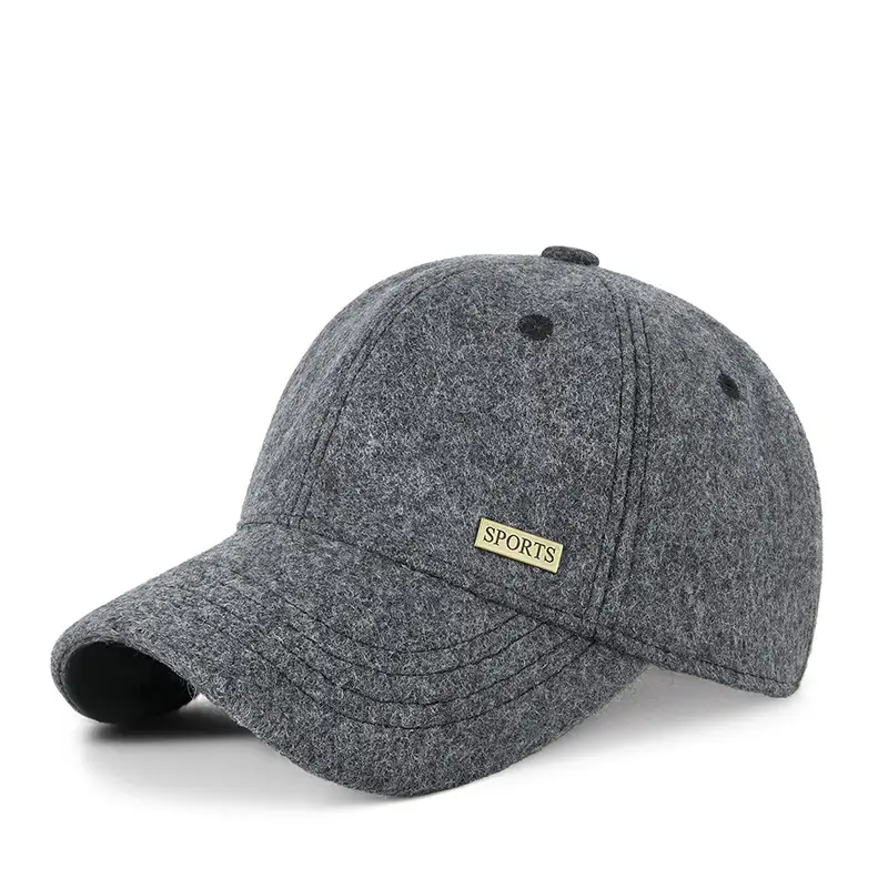 2025 Woolen Velvet Baseball Cap Black Middle-aged Elderly Men Warm Windproof Snow Short Brim Duck Cap