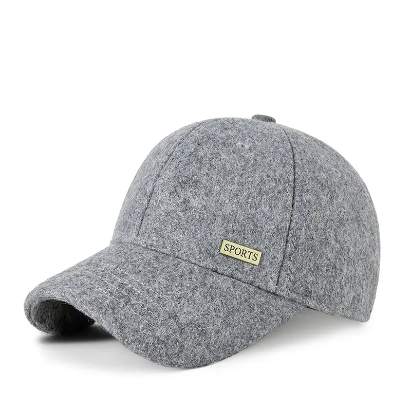2025 Woolen Velvet Baseball Cap Black Middle-aged Elderly Men Warm Windproof Snow Short Brim Duck Cap