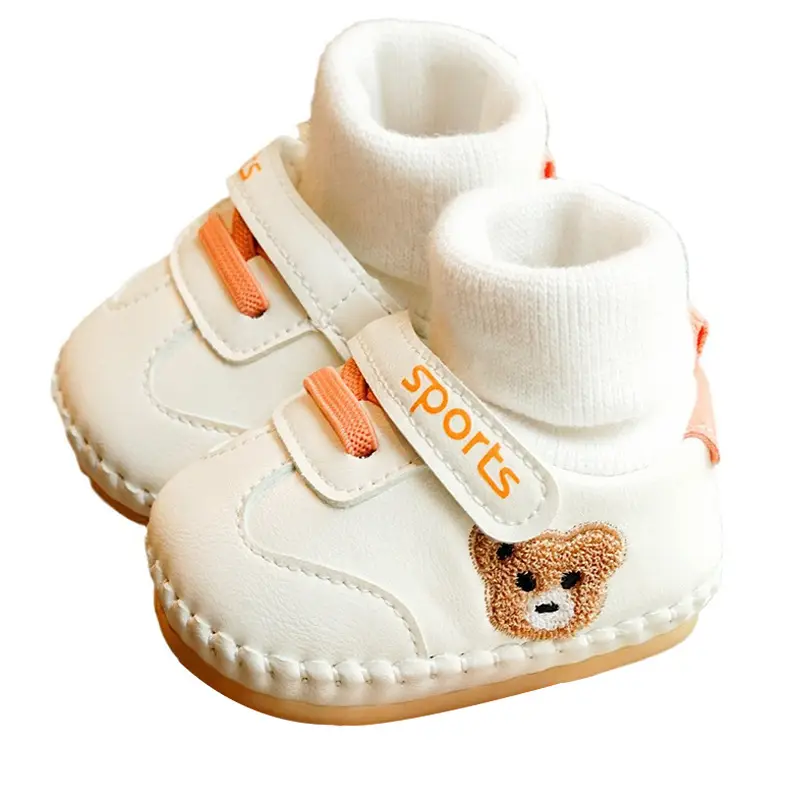 White Fleece Baby Shoes for 0-1 Years Non-Slip Winter