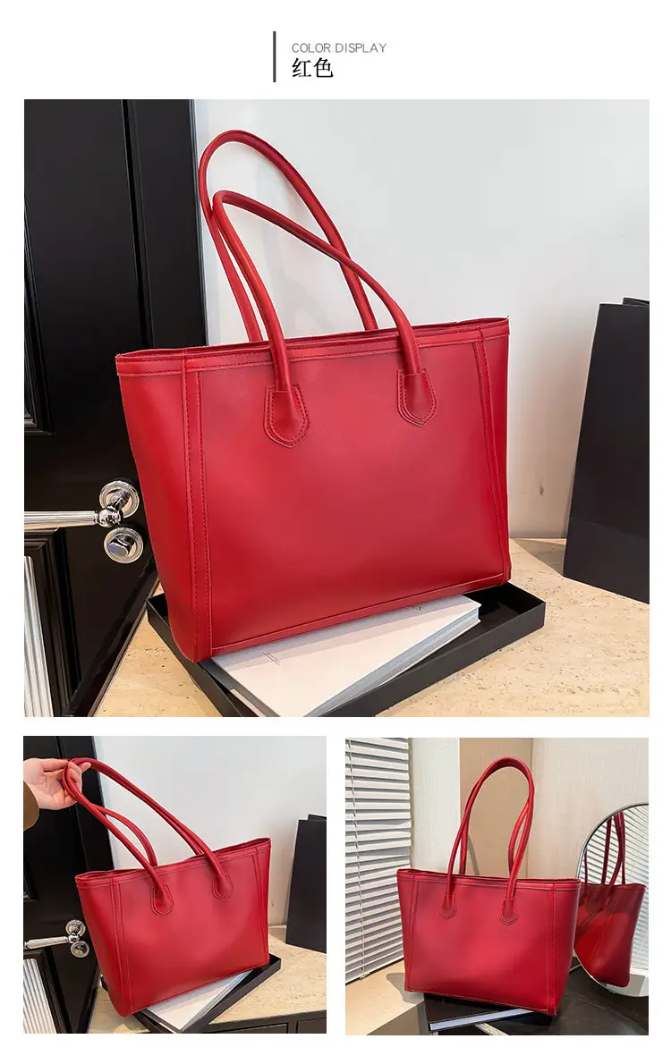 Red Textured Shoulder Tote Bag for Women — feature 20