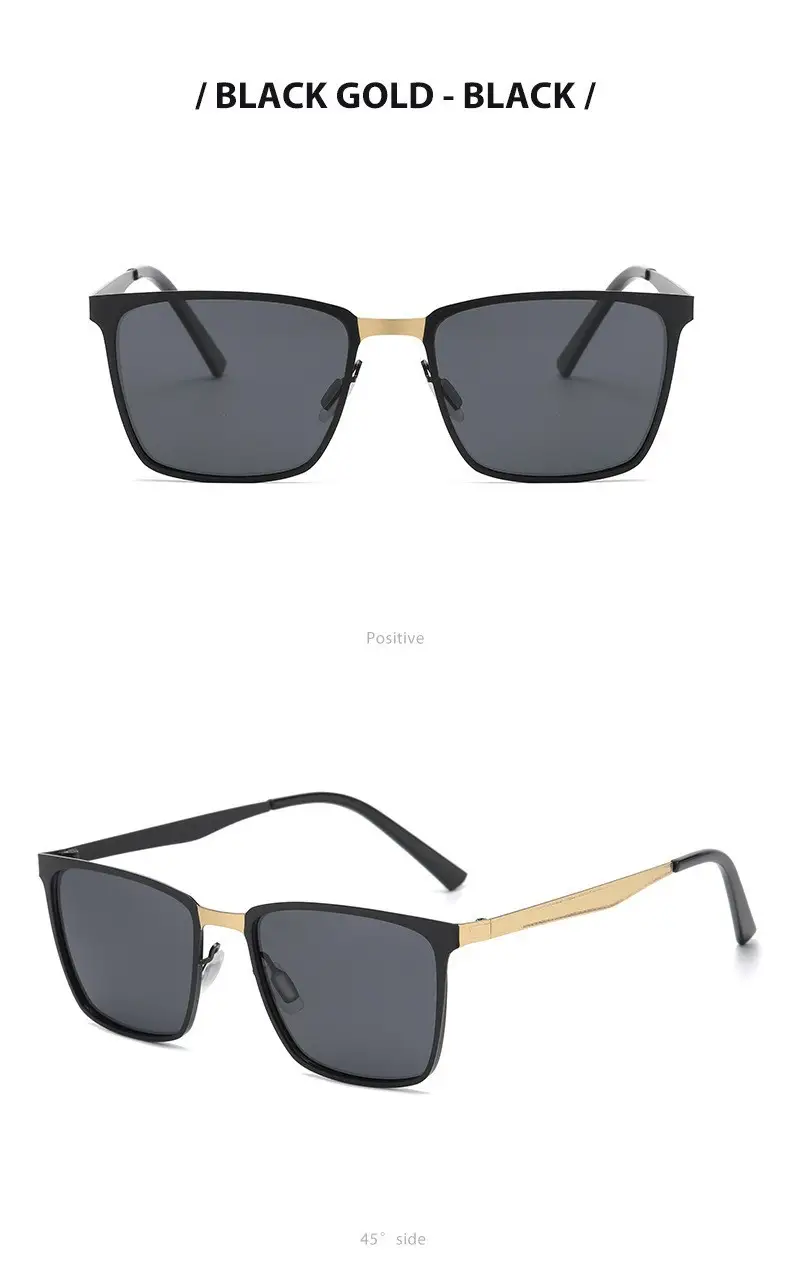 New Men's Black Gold Square Sunglasses with Polarized Lens β feature 10