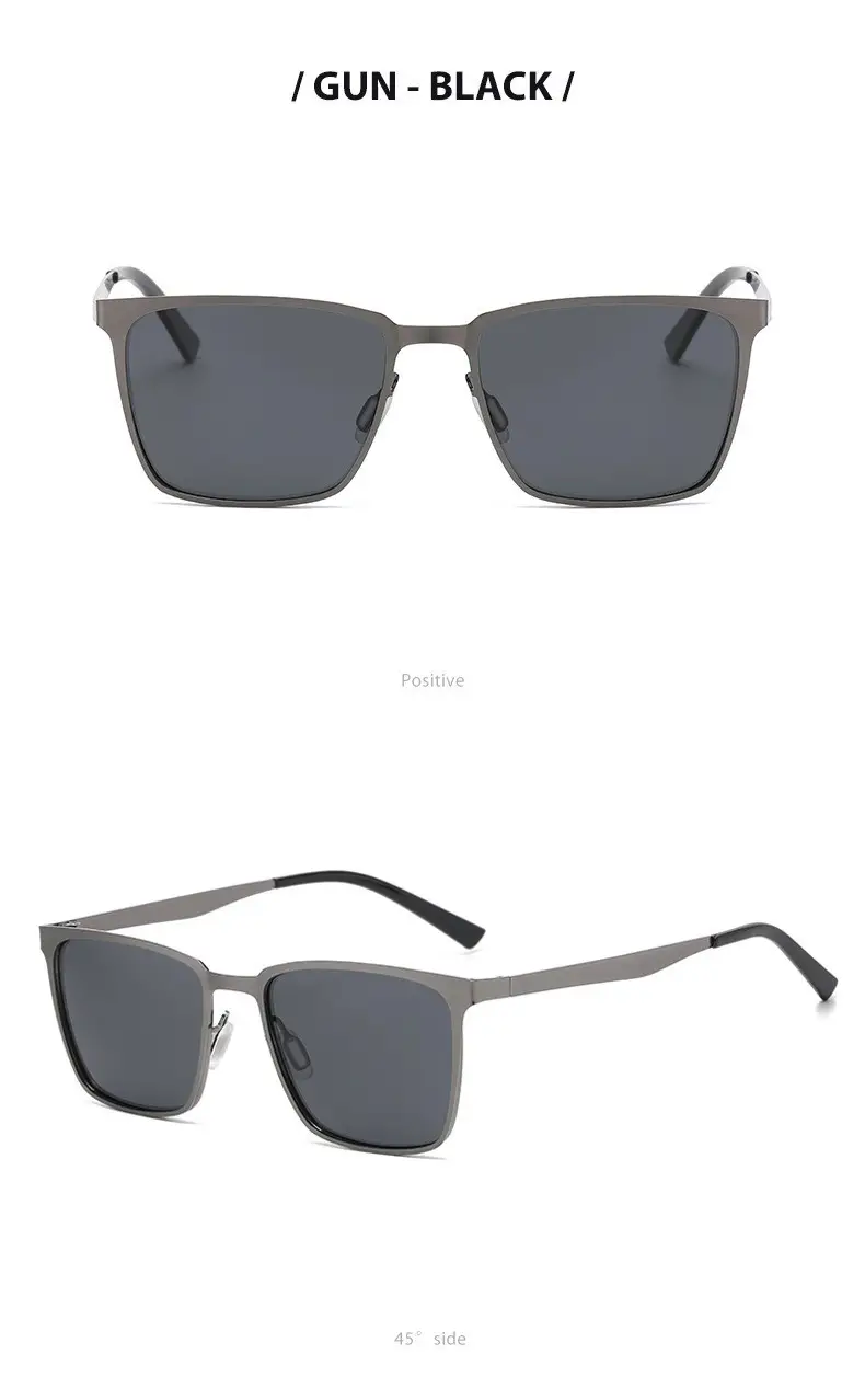 New Men's Black Gold Square Sunglasses with Polarized Lens β feature 13