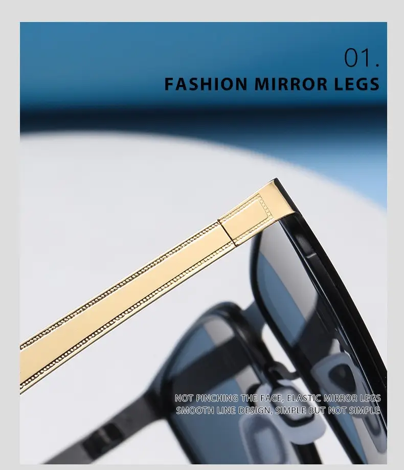 New Men's Black Gold Square Sunglasses with Polarized Lens β feature 14